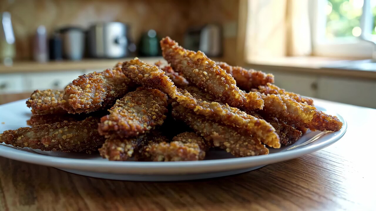 盘中油炸美食特写