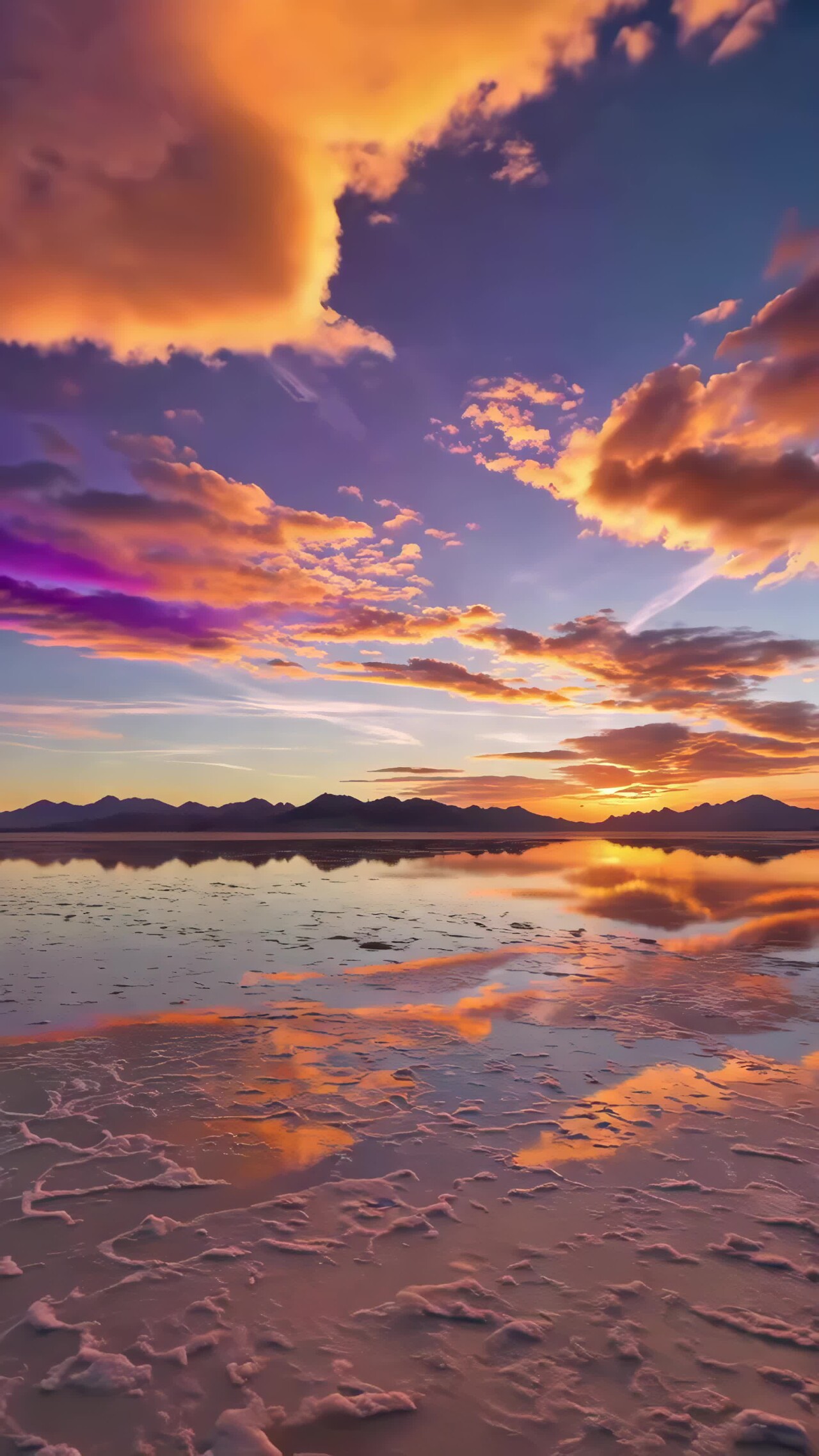 湖面晚霞自然风光素材